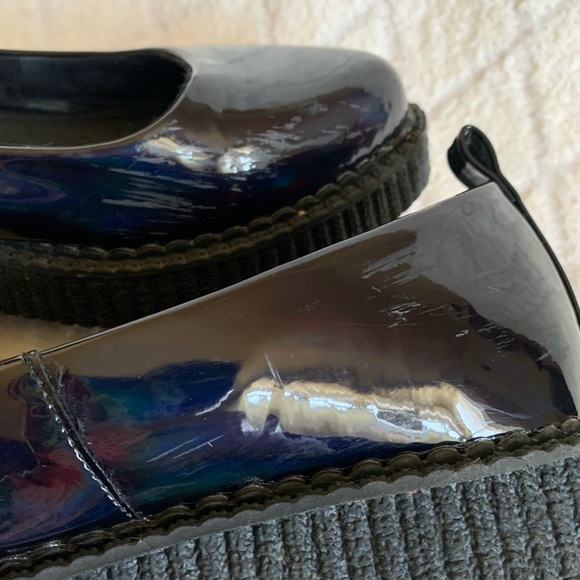 tuk black patent leather shoe vegan hologram pointed ballet creeper EUC black - Picture 8 of 8